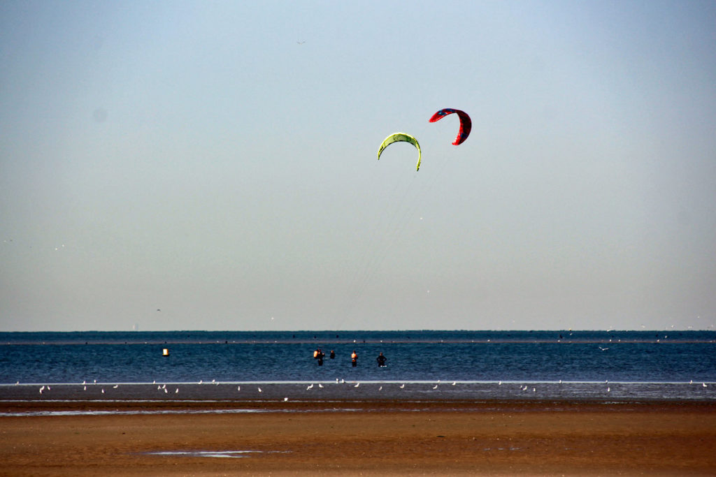 Kiteboarder am Strand von Oostvoorne