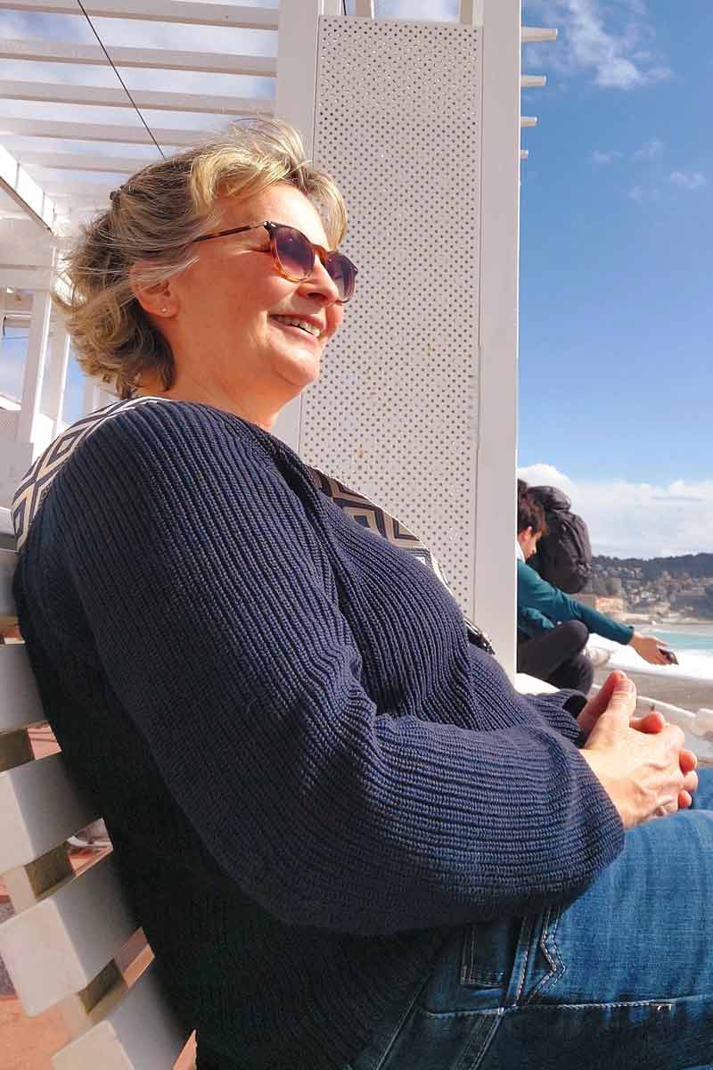 Christiane an der Promenade von Nizza