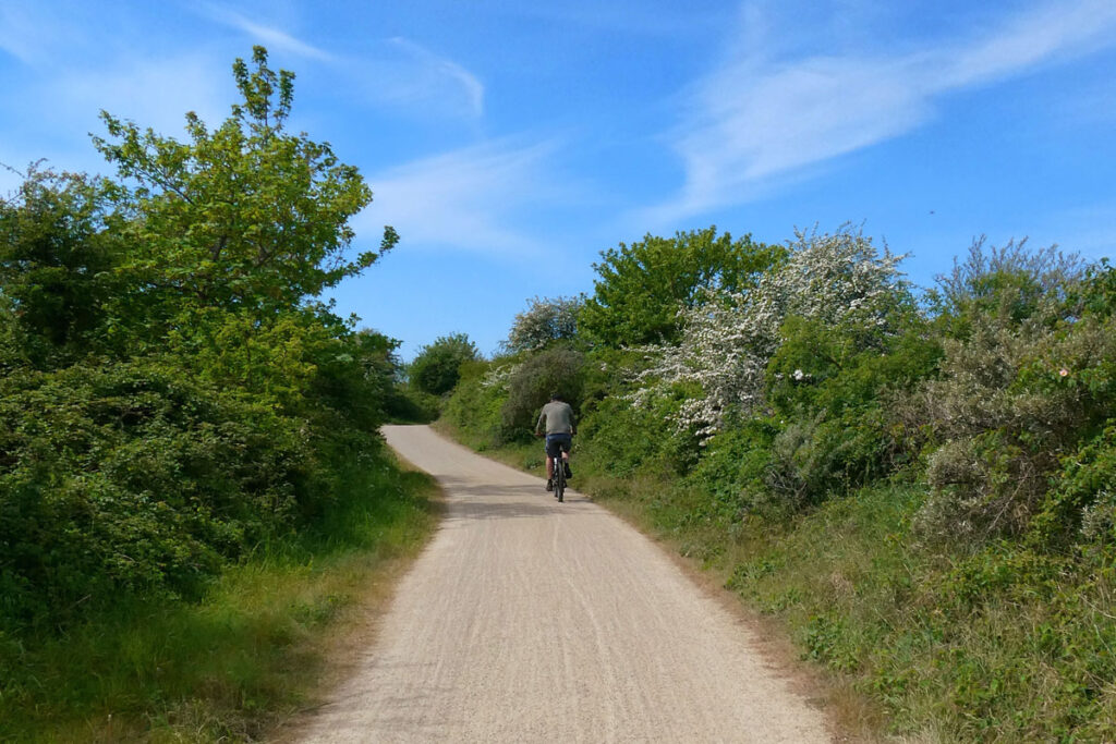Fahrradfahrer auf dem Dünenweg